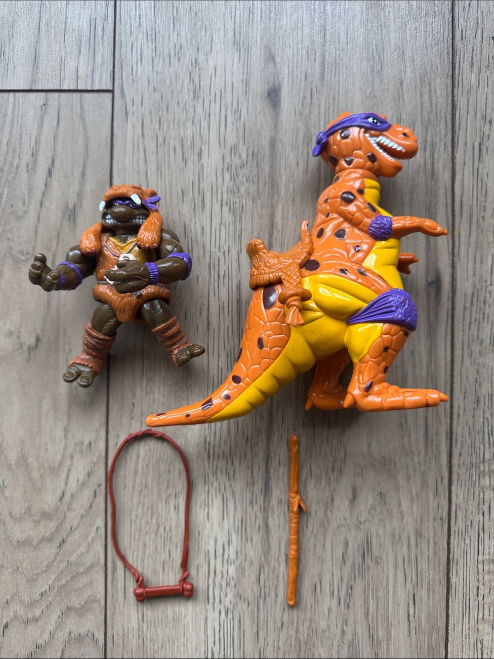 Vintage 1993 TMNT Cave Don and Trippy Tyrannosaurus Ninja Turtles 1990s Toy Set